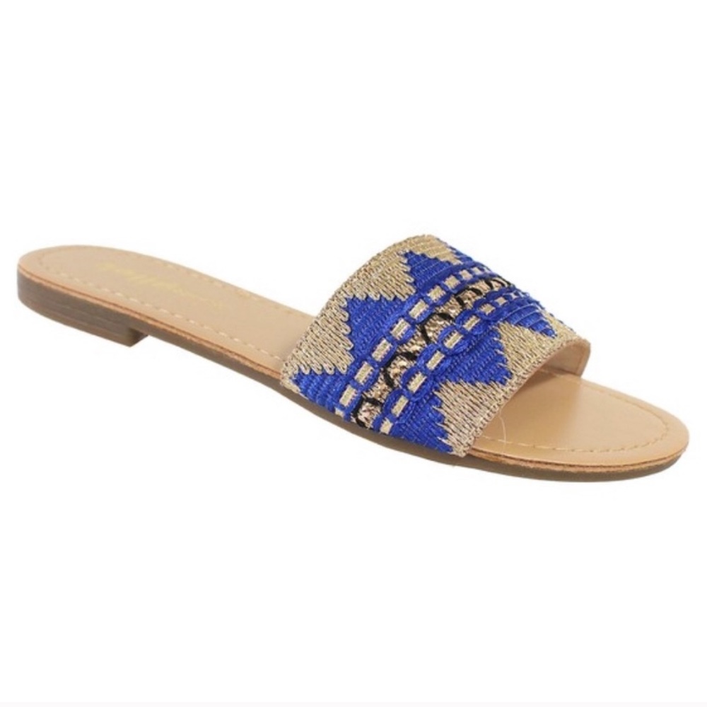 LAST 3‼️ Blue and gold woven slides! 💙